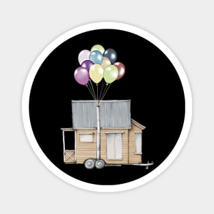 Up! Tiny House On Wheels With Balloons In Chimney, Like Up Movie Magnet